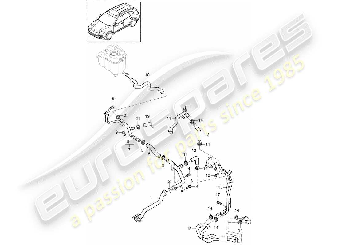 Porsche Cayenne E2 (2015) water cooling Part Diagram