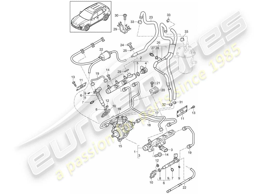 Porsche Cayenne E2 (2015) FUEL COLLECTION PIPE Part Diagram
