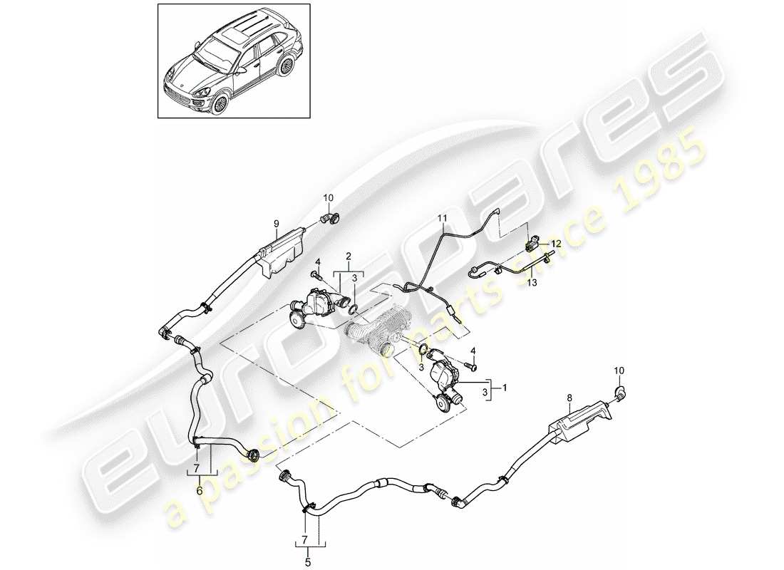 Porsche Cayenne E2 (2015) CHARGE AIR COOLER Part Diagram