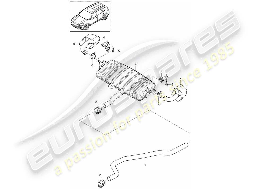 Porsche Cayenne E2 (2015) Exhaust System Part Diagram