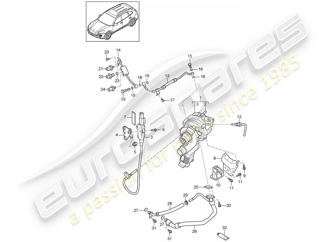 Porsche Cayenne E2 (2015) EXHAUST GAS TURBOCHARGER Part Diagram