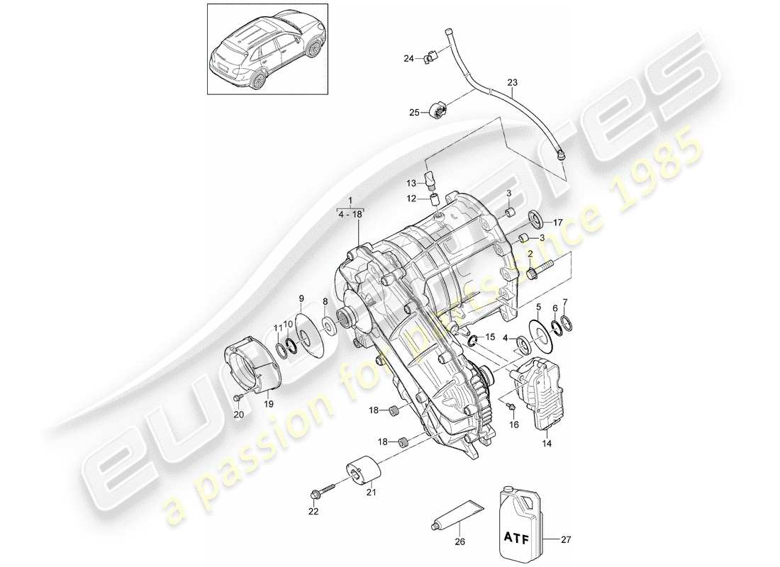 Porsche Cayenne E2 (2015) transfer box Part Diagram
