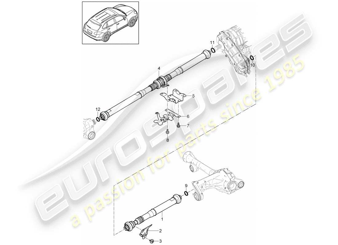 Porsche Cayenne E2 (2015) propeller shaft Part Diagram