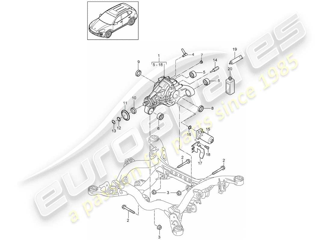 Porsche Cayenne E2 (2015) rear axle differential Part Diagram