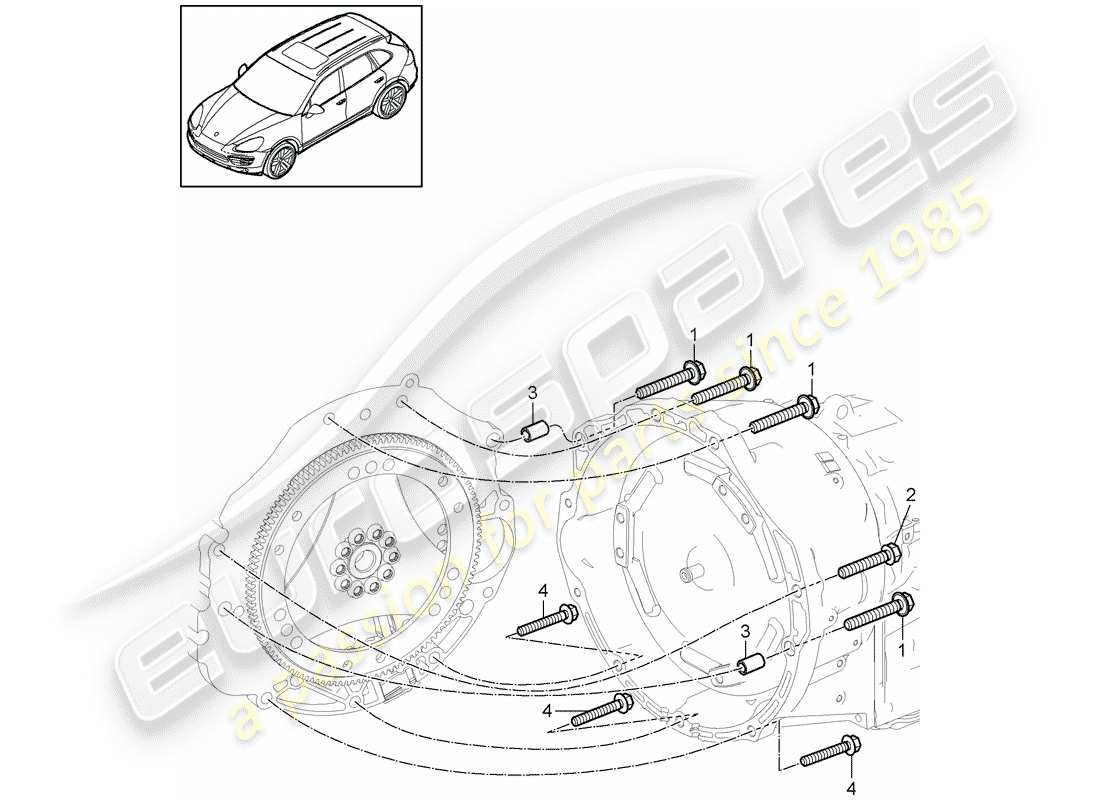 Porsche Cayenne E2 (2015) mounting parts for engine and Part Diagram