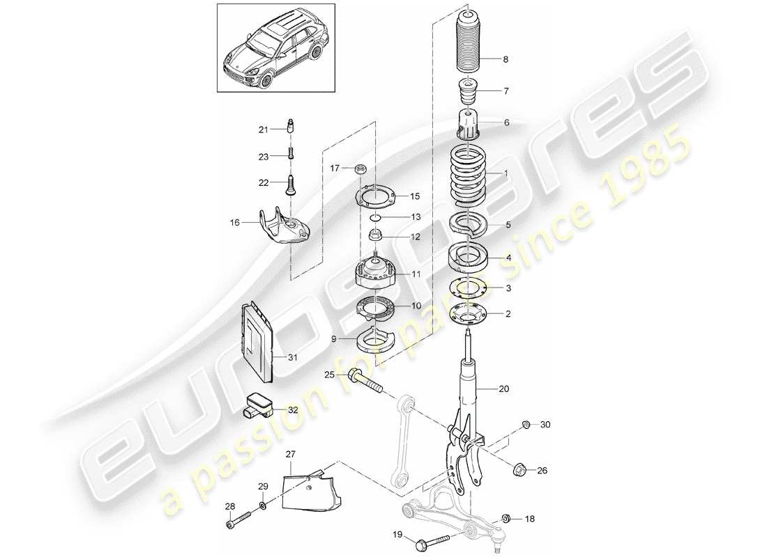 Porsche Cayenne E2 (2015) SUSPENSION Part Diagram