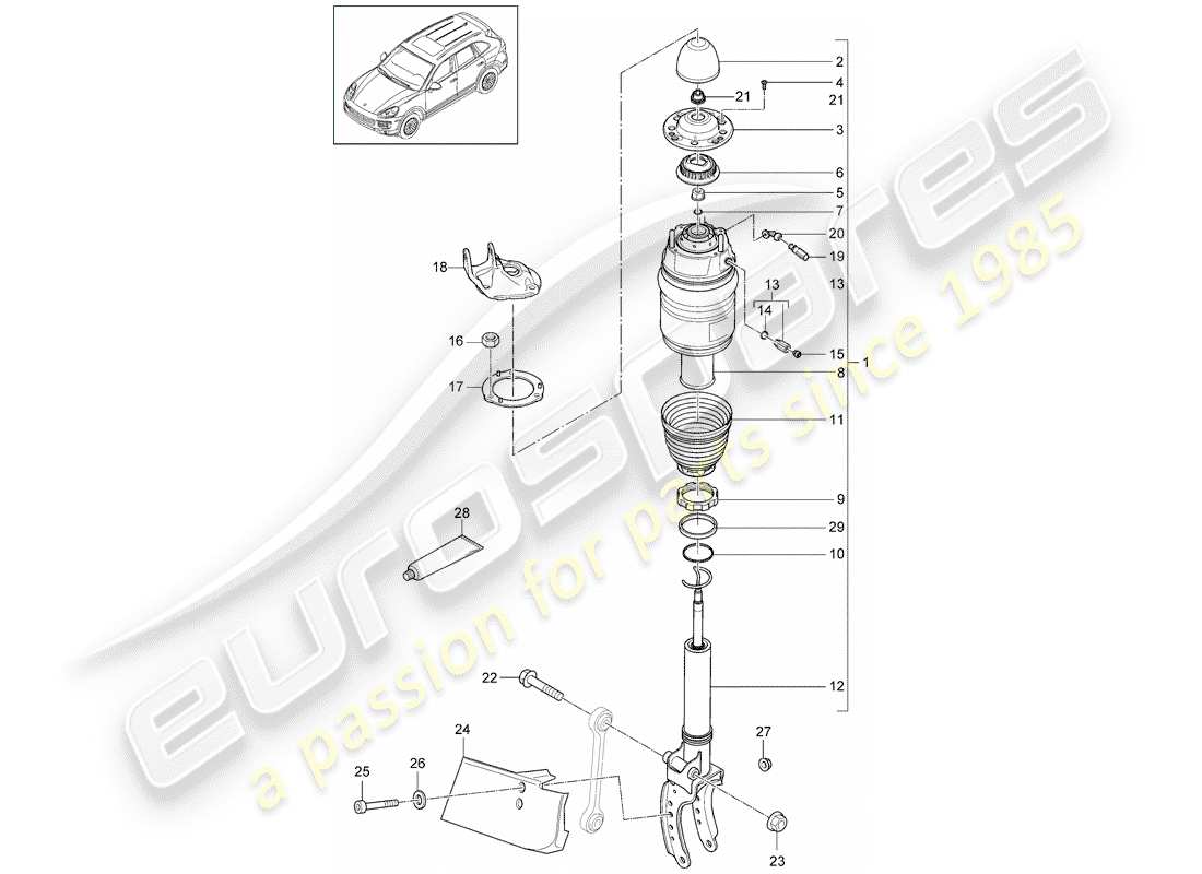 Porsche Cayenne E2 (2015) air spring Part Diagram
