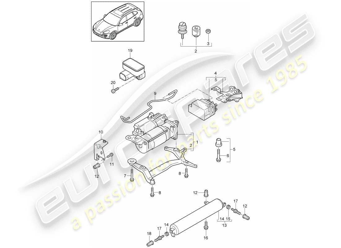 Porsche Cayenne E2 (2015) self levelling system Part Diagram