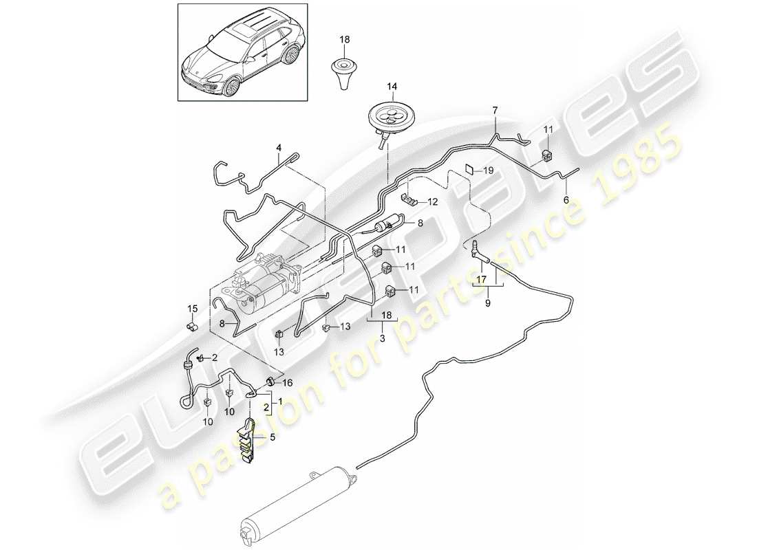 Porsche Cayenne E2 (2015) self levelling system Part Diagram
