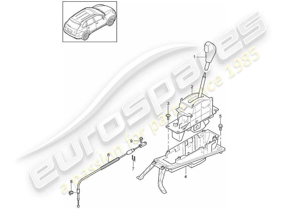 Porsche Cayenne E2 (2015) selector lever Part Diagram