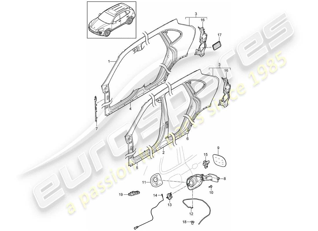 Porsche Cayenne E2 (2015) SIDE PANEL Part Diagram