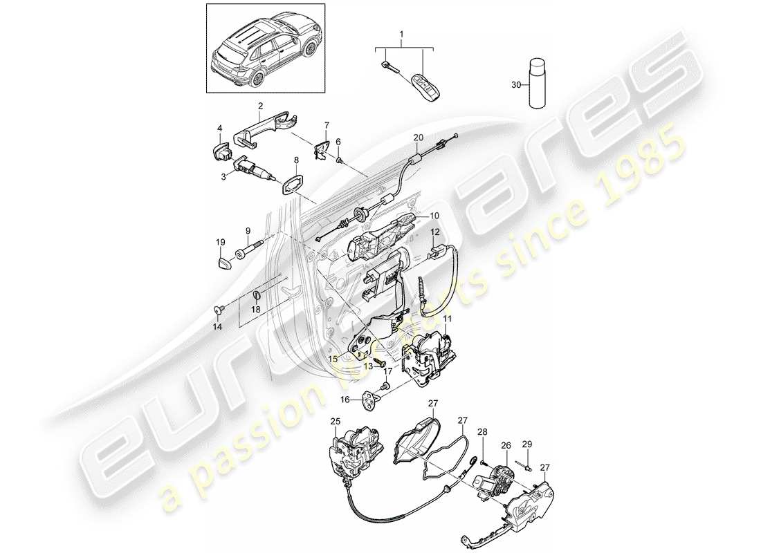 Porsche Cayenne E2 (2015) door handle Part Diagram