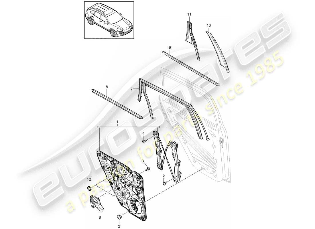 Porsche Cayenne E2 (2015) WINDOW REGULATOR Part Diagram
