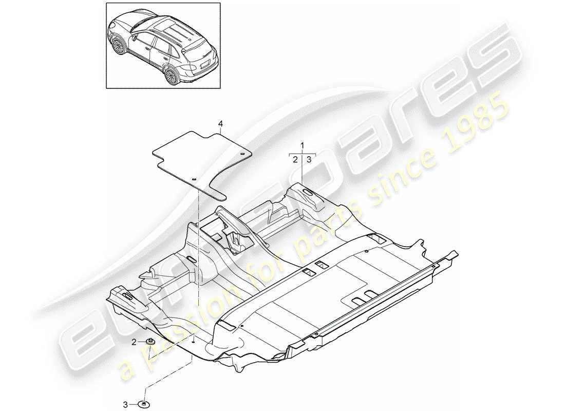 Porsche Cayenne E2 (2015) floor cover Part Diagram