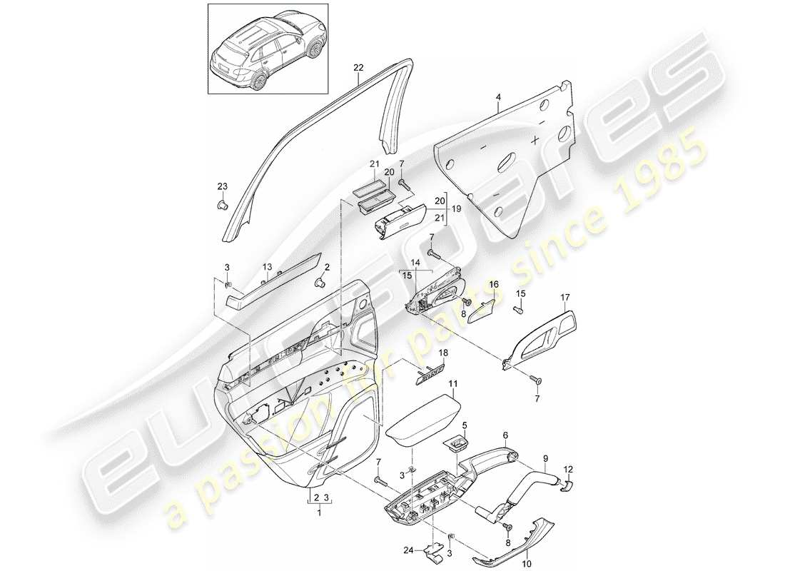Porsche Cayenne E2 (2015) DOOR PANEL Part Diagram