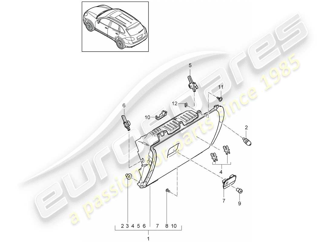 Porsche Cayenne E2 (2015) GLOVE BOX Part Diagram