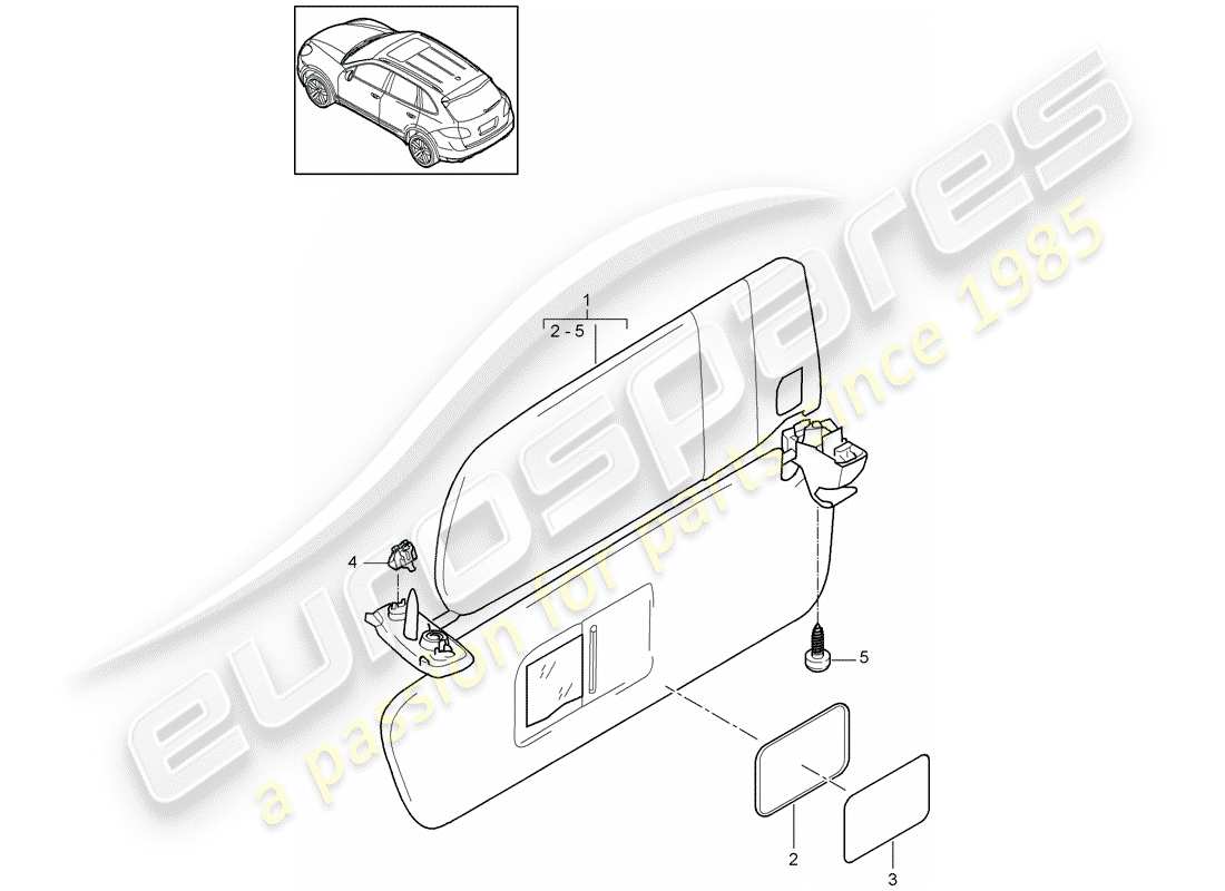 Porsche Cayenne E2 (2015) SUN VIZORS Part Diagram