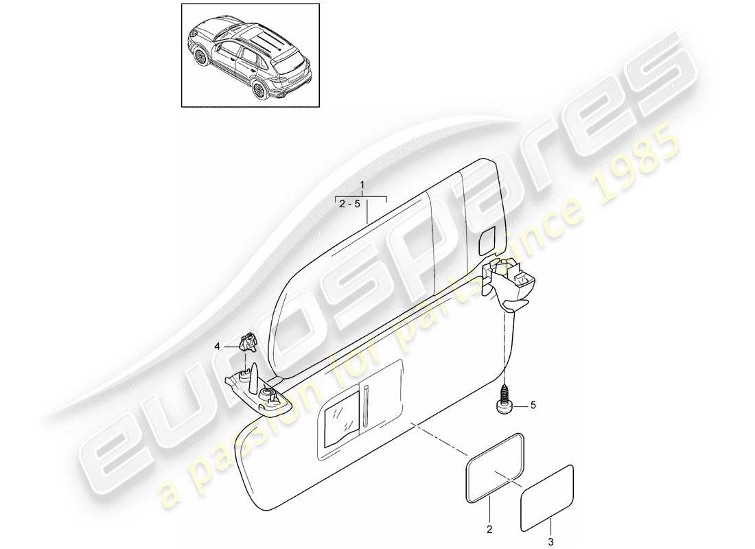 Porsche Cayenne E2 (2015) SUN VIZORS Part Diagram