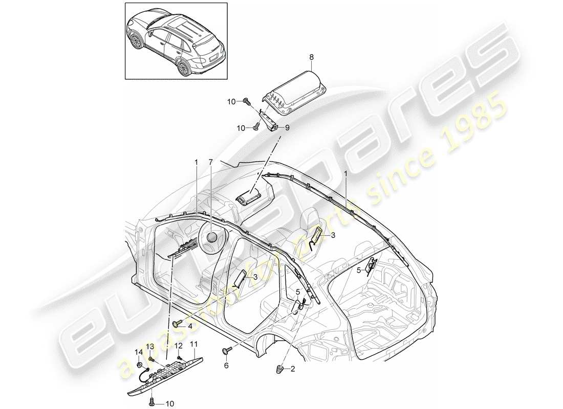 Porsche Cayenne E2 (2015) AIRBAG Part Diagram