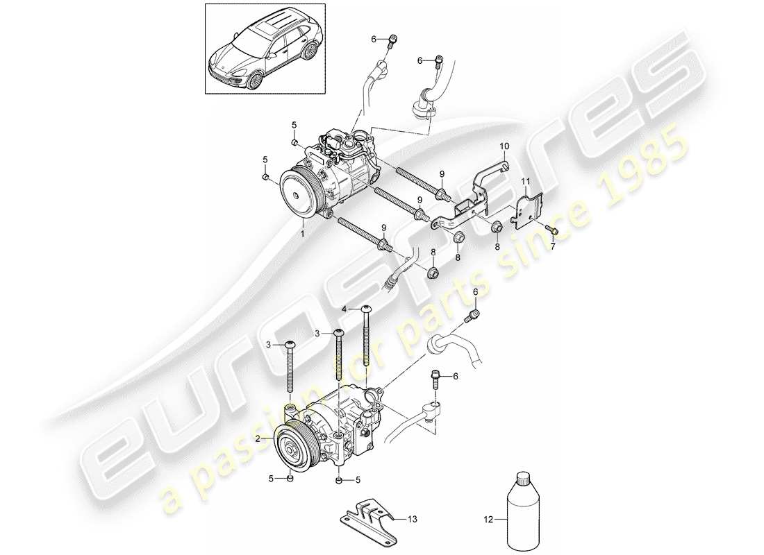 Porsche Cayenne E2 (2015) COMPRESSOR Part Diagram