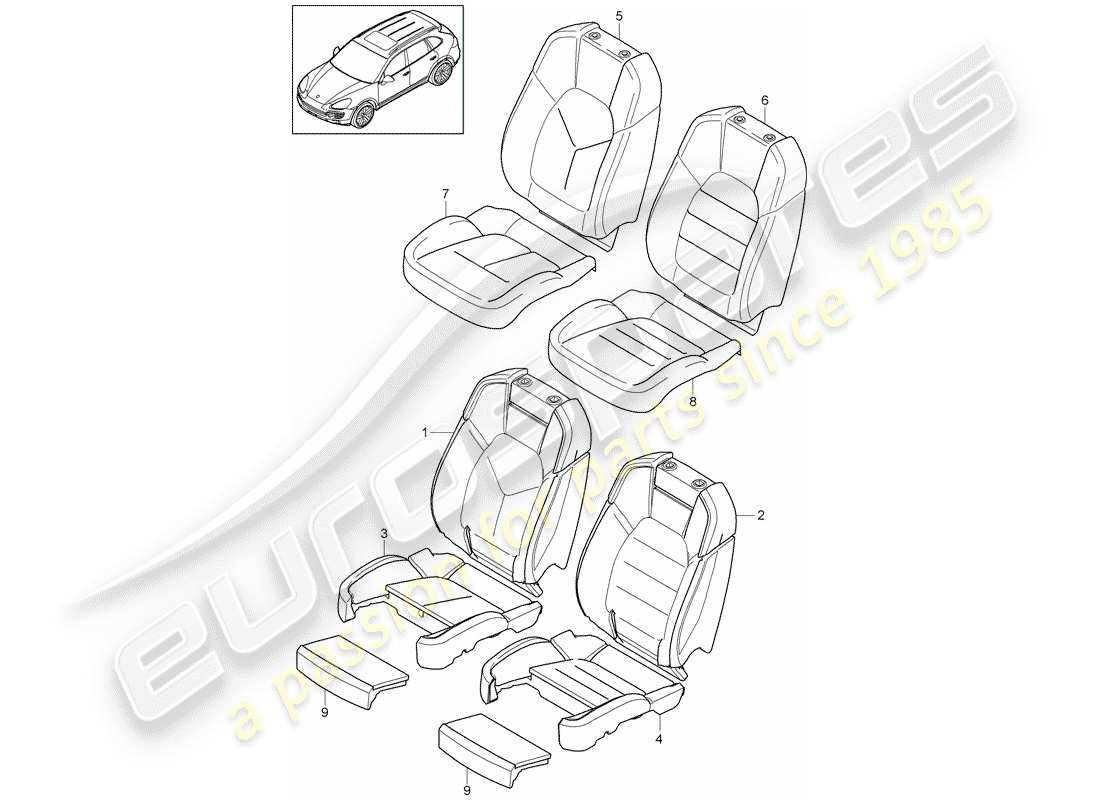 Porsche Cayenne E2 (2015) foam part Part Diagram