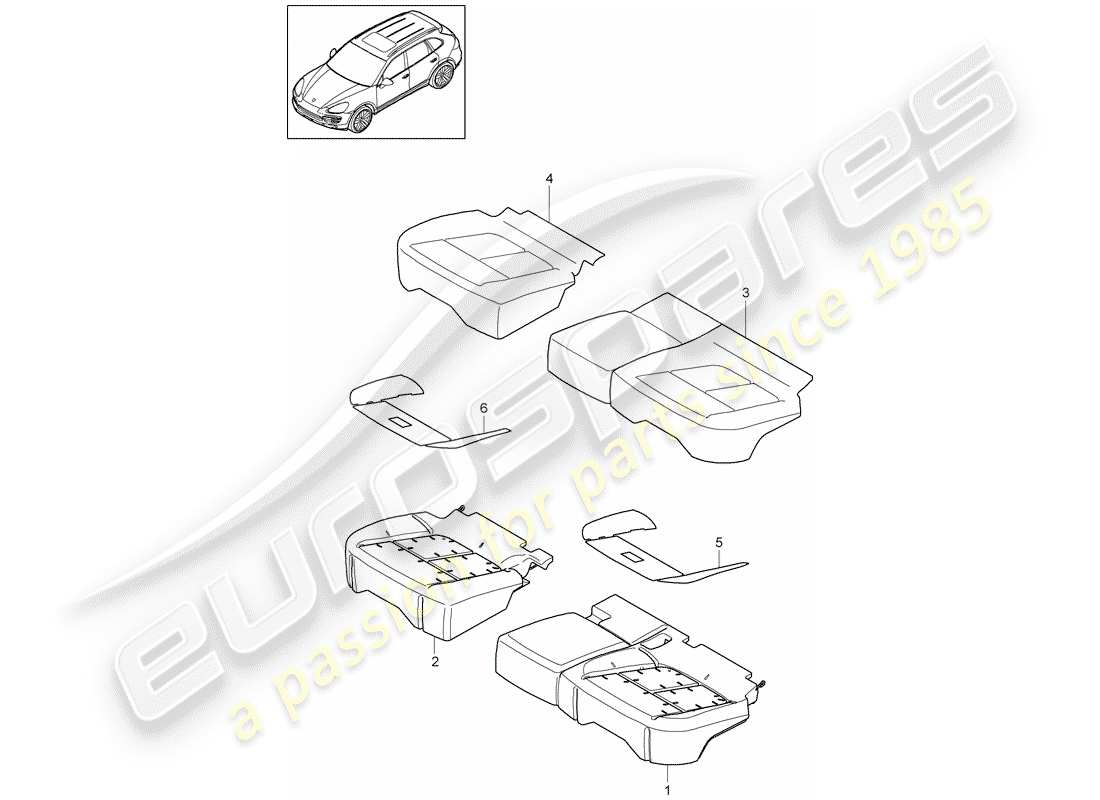 Porsche Cayenne E2 (2015) seat cushion Part Diagram