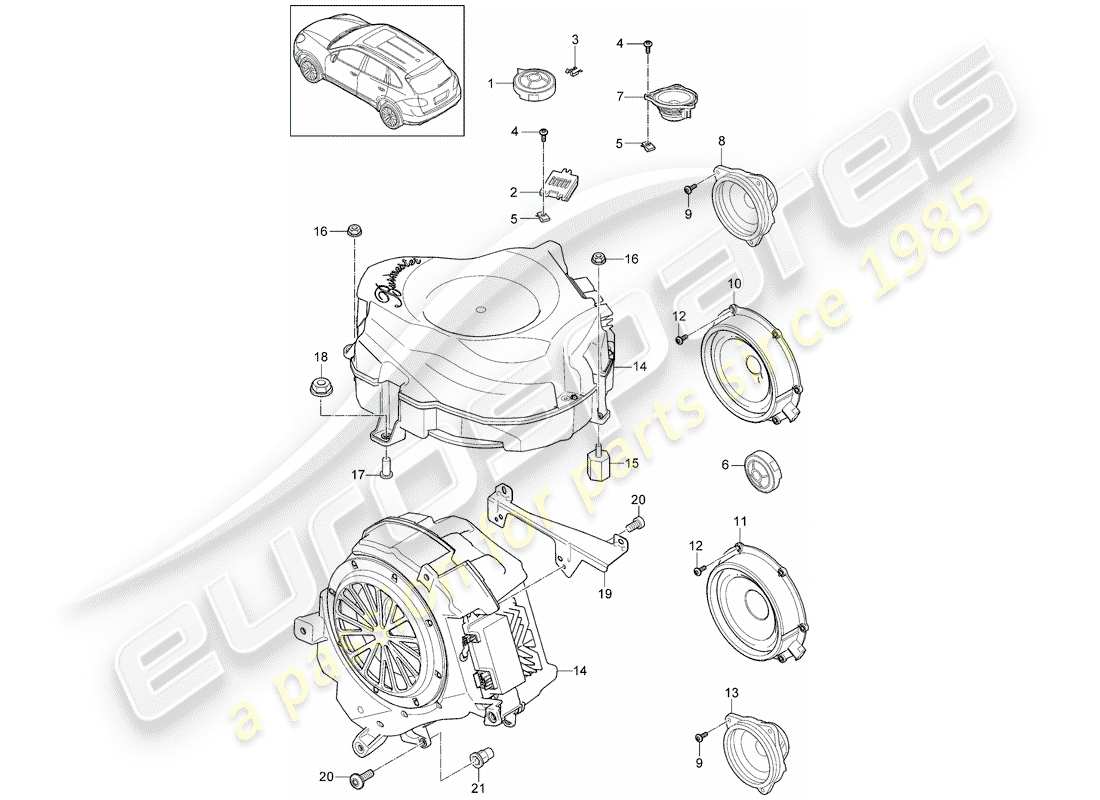 Porsche Cayenne E2 (2015) loudspeaker Part Diagram