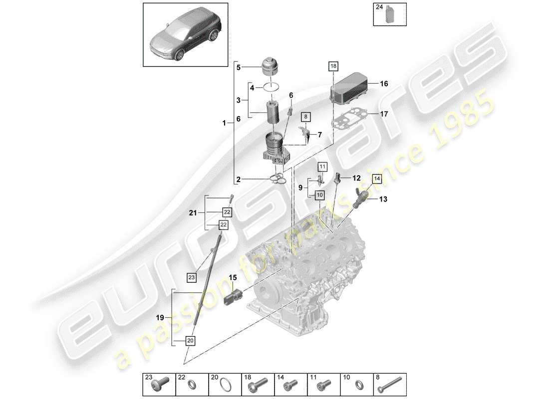 Porsche Cayenne E3 (2018) OIL FILTER Parts Diagram