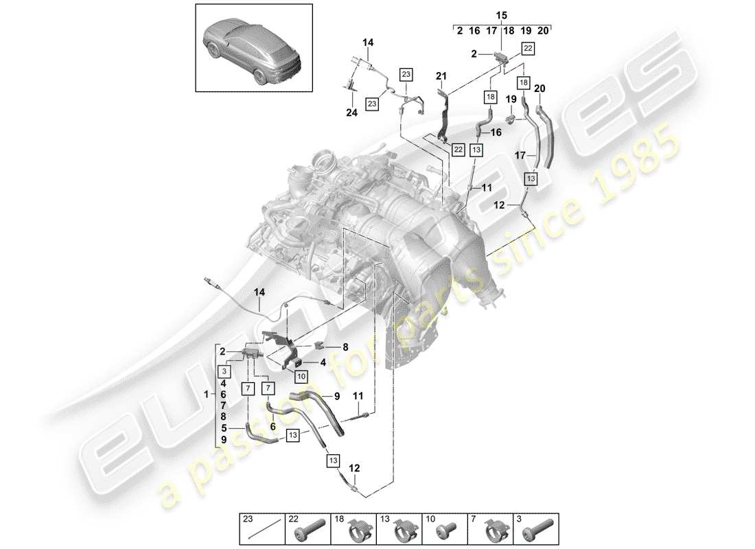 Porsche Cayenne E3 (2018) control line for differential Parts Diagram