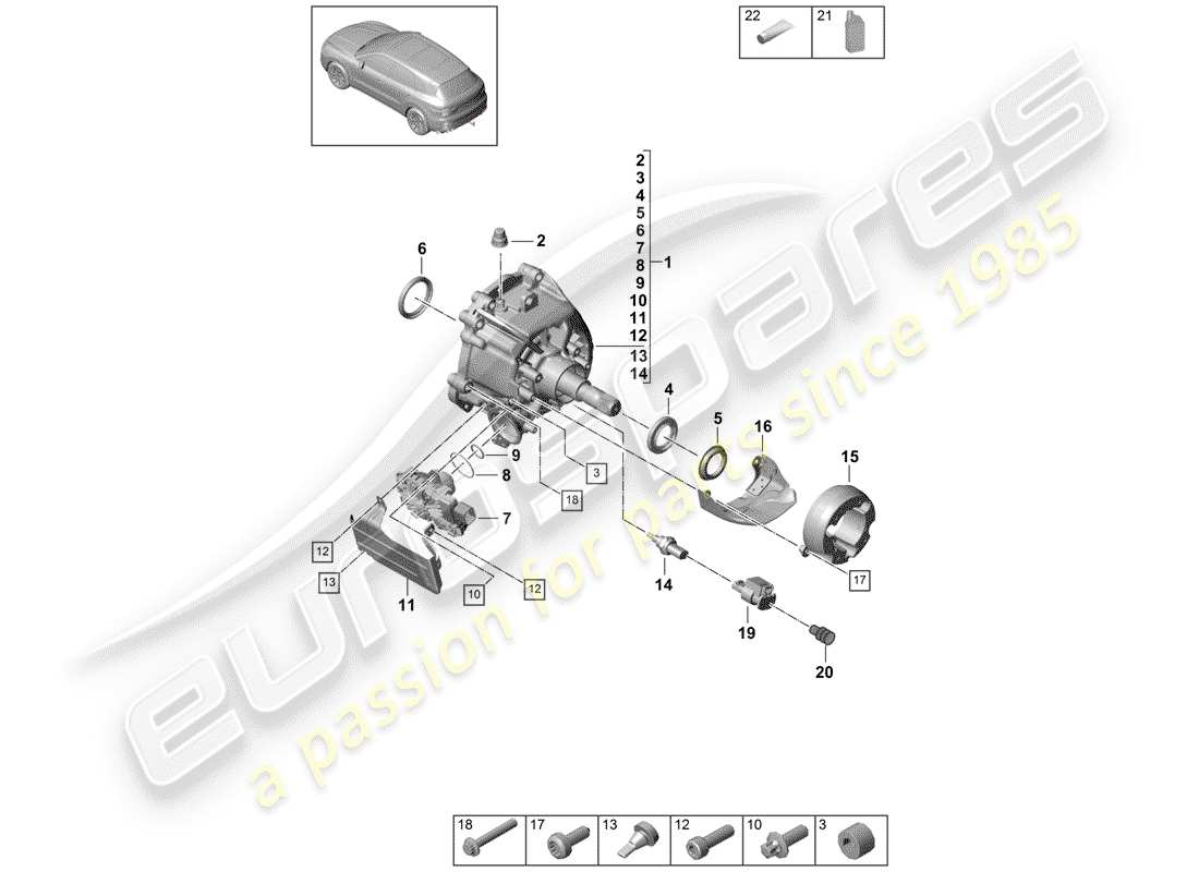 Porsche Cayenne E3 (2018) transfer box Parts Diagram