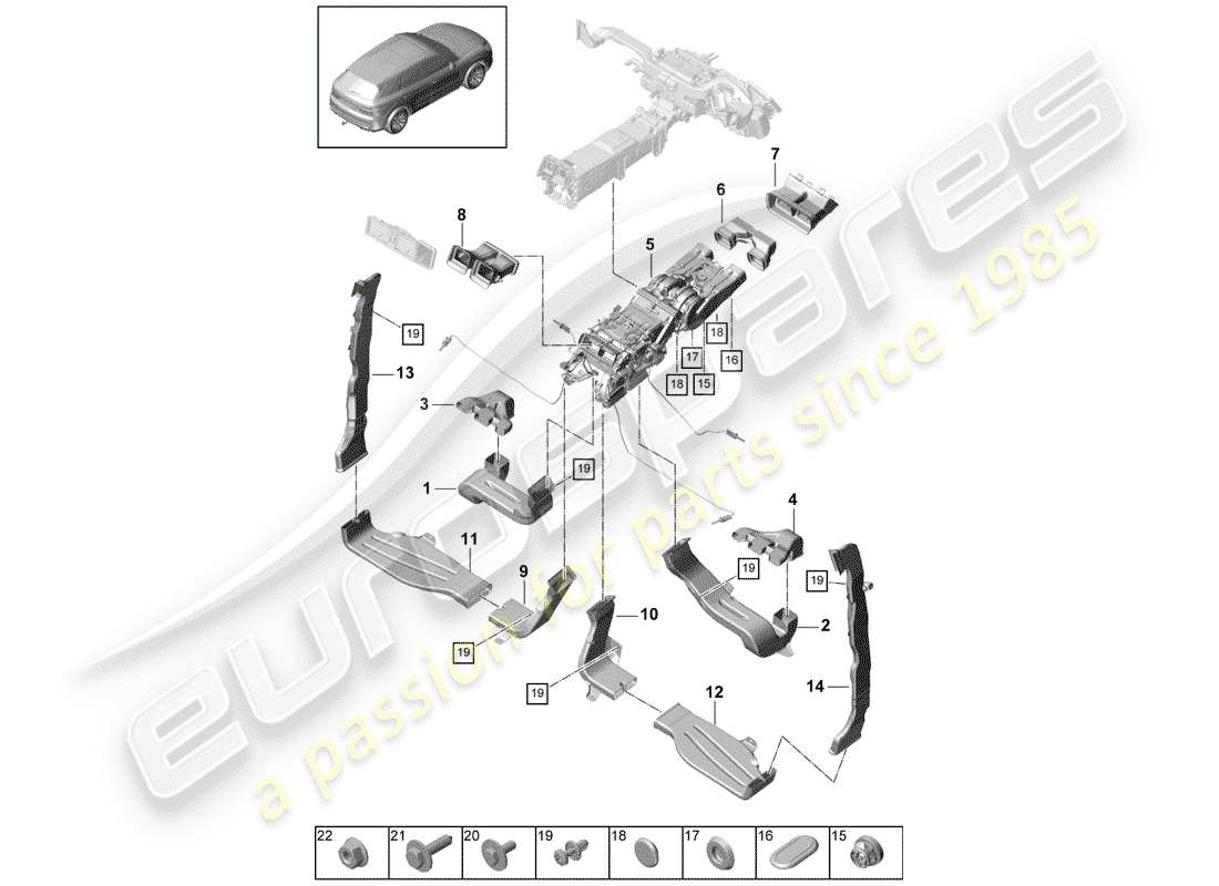 Porsche Cayenne E3 (2018) AIR DUCT Parts Diagram