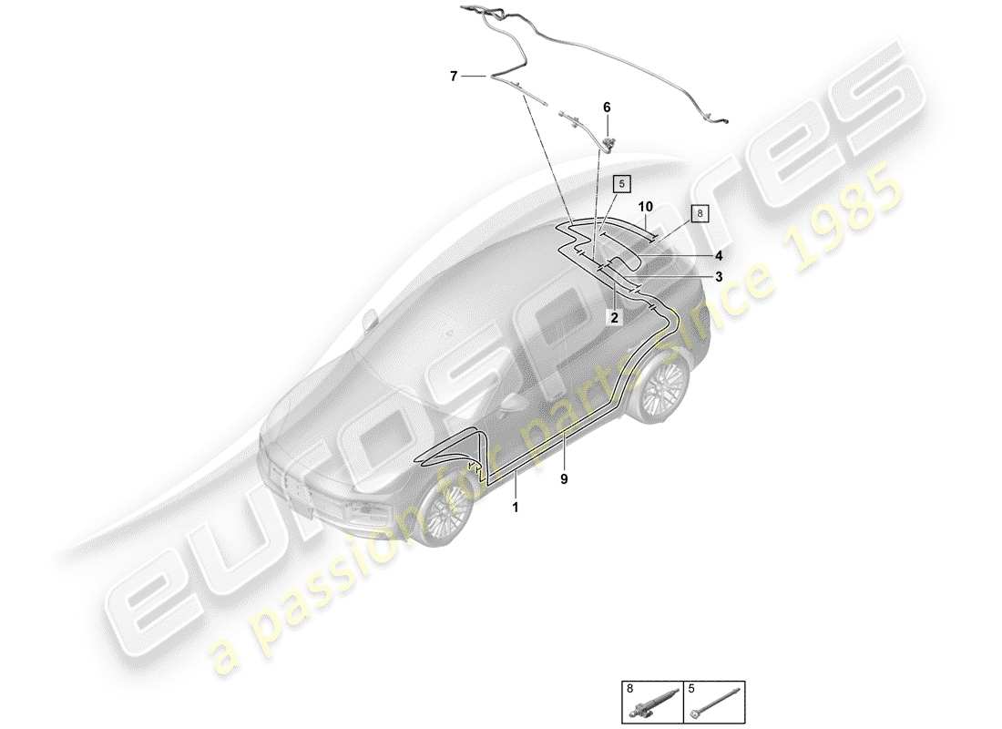Porsche Cayenne E3 (2018) HOSE Parts Diagram