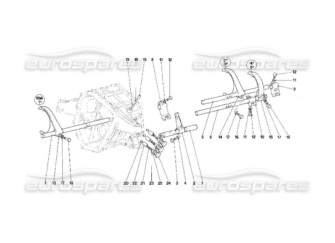 Ferrari F40 Inside Gearbox Controls Part Diagram