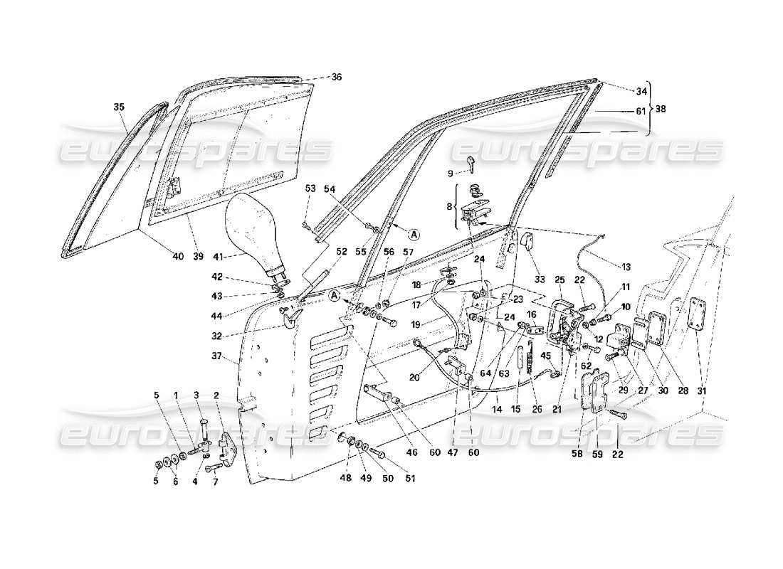 Ferrari F40 Doors -Sliding Glass Version- Parts Diagram