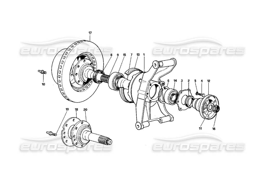 Ferrari 400 GT (Mechanical) Rear Suspension - Brake Disc Parts Diagram