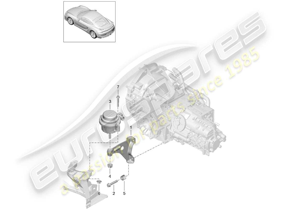 Porsche Cayman GT4 (2016) TRANSMISSION SUSPENSION Part Diagram