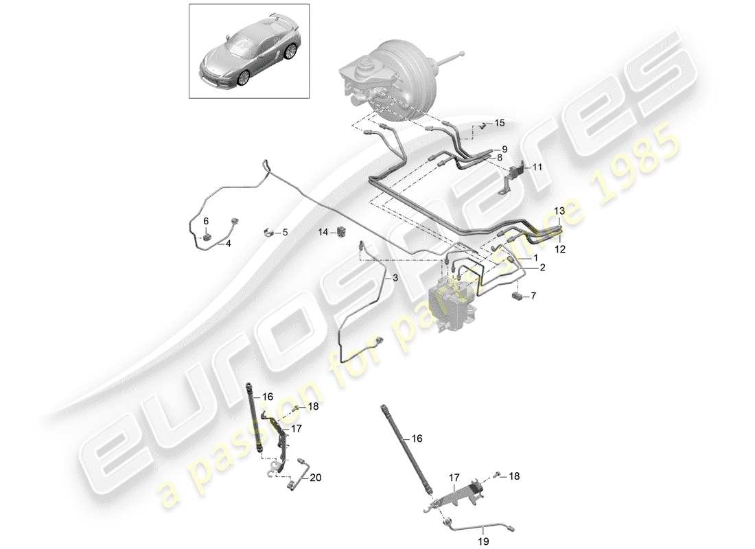Porsche Cayman GT4 (2016) brake lines Part Diagram