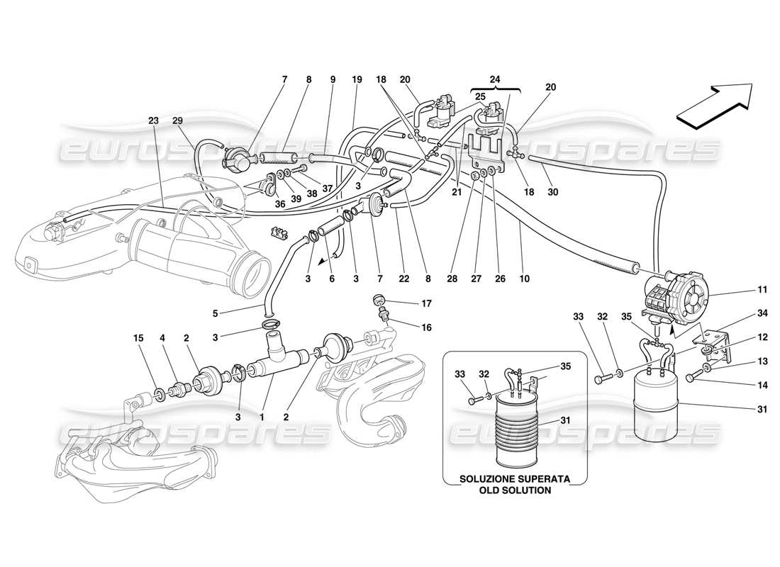 Ferrari F50 air injection device Parts Diagram