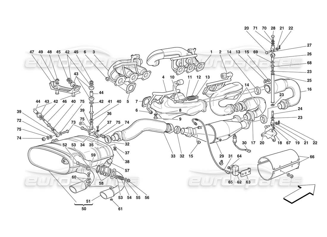 Ferrari F50 Exhaust System Parts Diagram