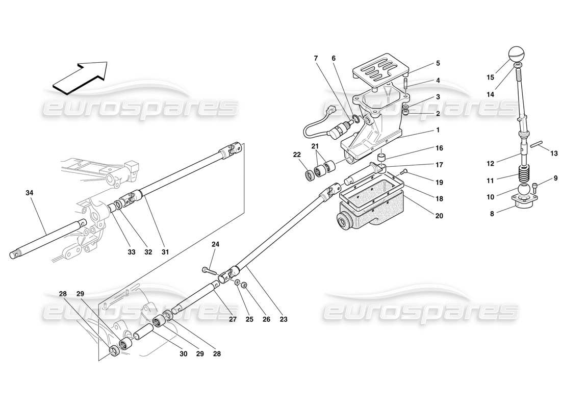 Ferrari F50 Outer Gearbox Controls Part Diagram