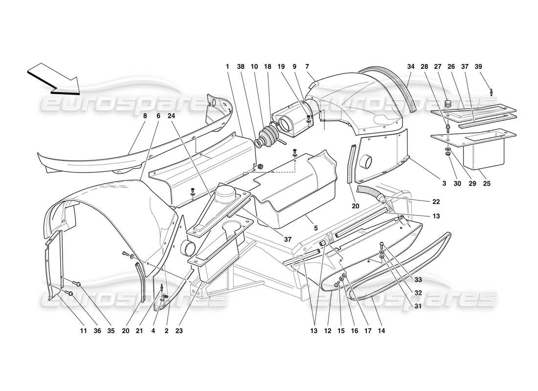 Ferrari F50 Body - Outer Elements - Front Part Part Diagram