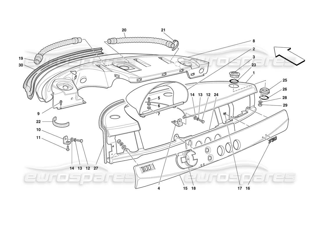 Ferrari F50 DASHBOARD Part Diagram