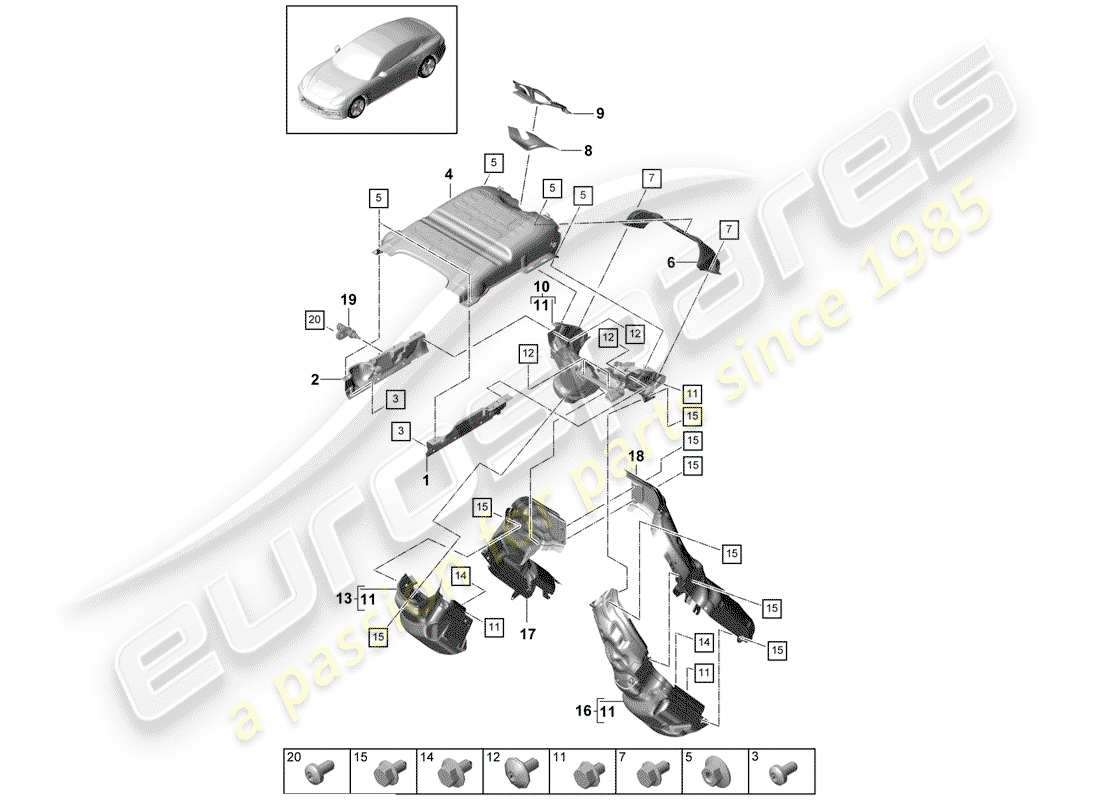 Porsche Panamera 971 (2017) Exhaust System Parts Diagram