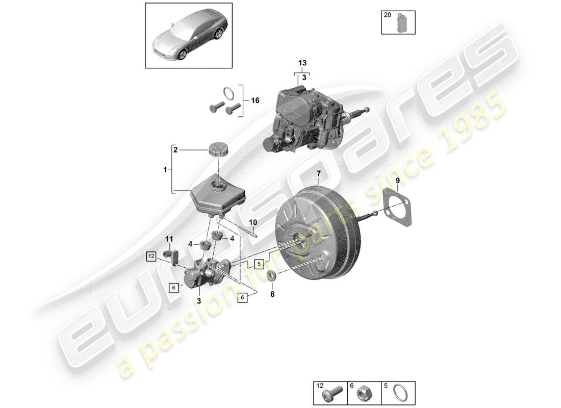 Porsche Panamera 971 (2017) brake master cylinder Parts Diagram
