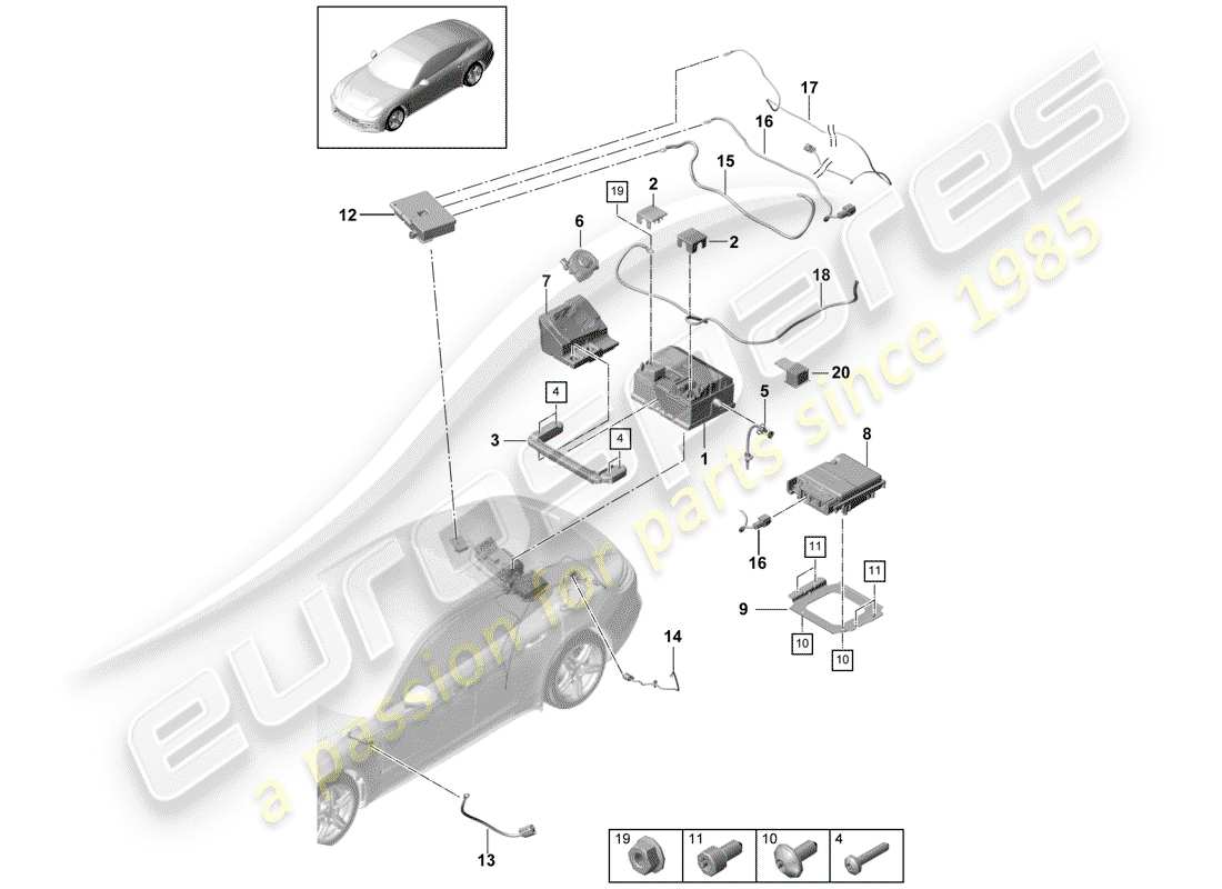 Porsche Panamera 971 (2017) Battery Parts Diagram