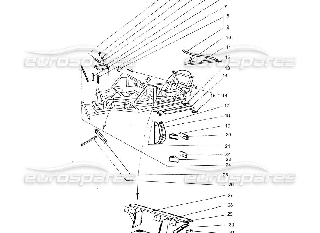 Ferrari 365 GTB4 Daytona (Coachwork) Inner panels Parts Diagram