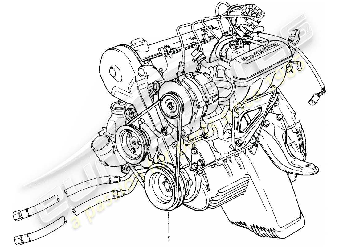 Porsche Replacement catalogue (1976) REBUILT ENGINE Part Diagram