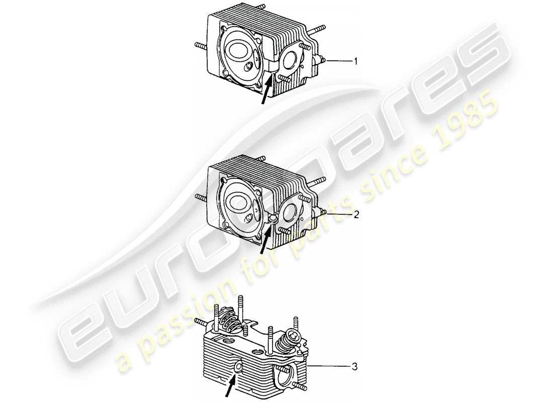 Porsche Replacement catalogue (1976) CYLINDER HEAD Part Diagram