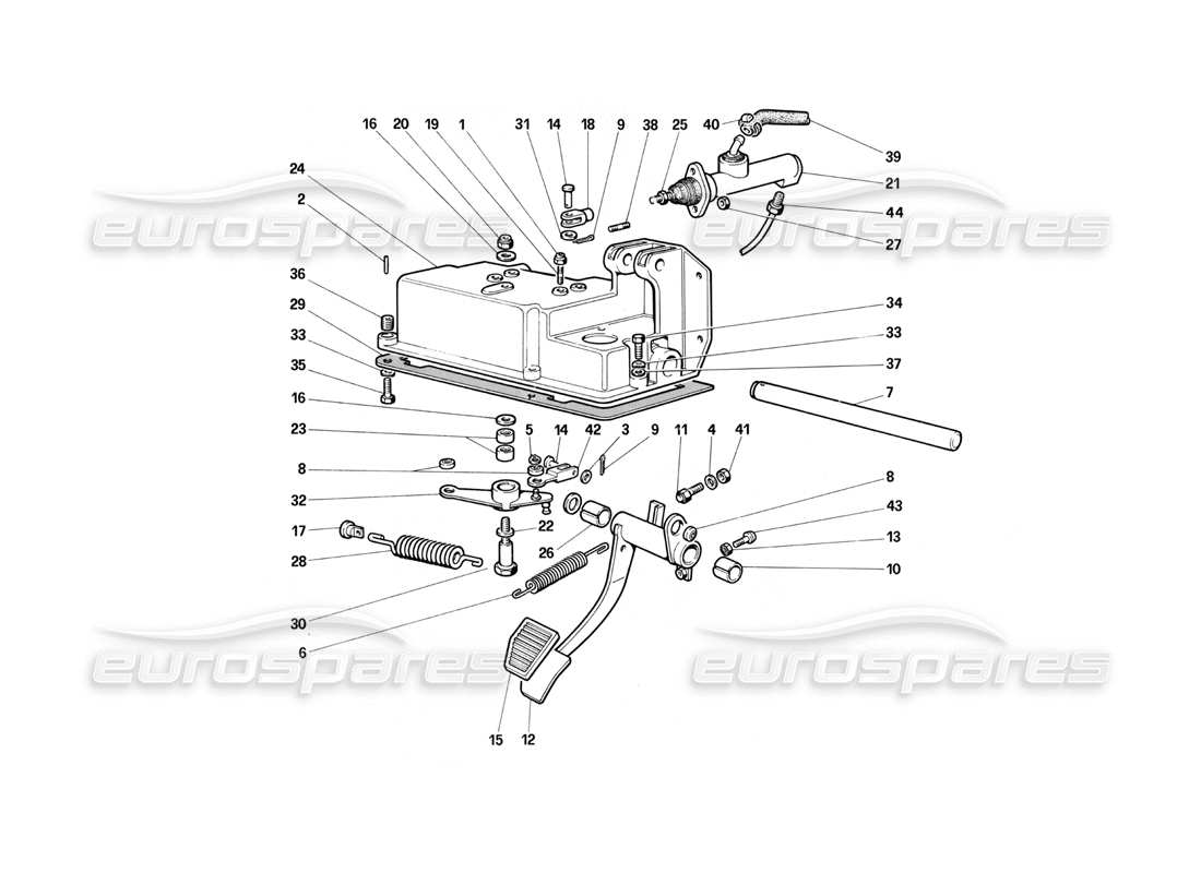 Ferrari Testarossa (1990) clutch release control Parts Diagram