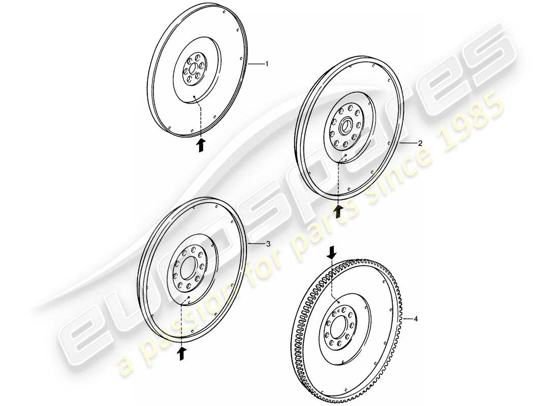 Porsche Replacement catalogue (2009) FLYWHEEL Part Diagram